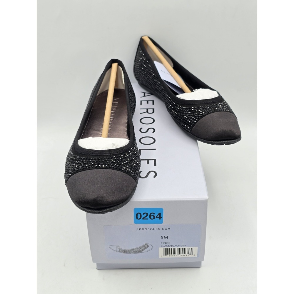 Aerosoles Women's Pierre Ballet Flat Black Sz 5 M‎ - NIB